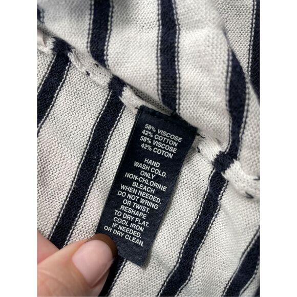 Saks Fifth Avenue Striped Tie Front Cardigan Womens L White Navy Nautical Casual - Picture 5 of 9